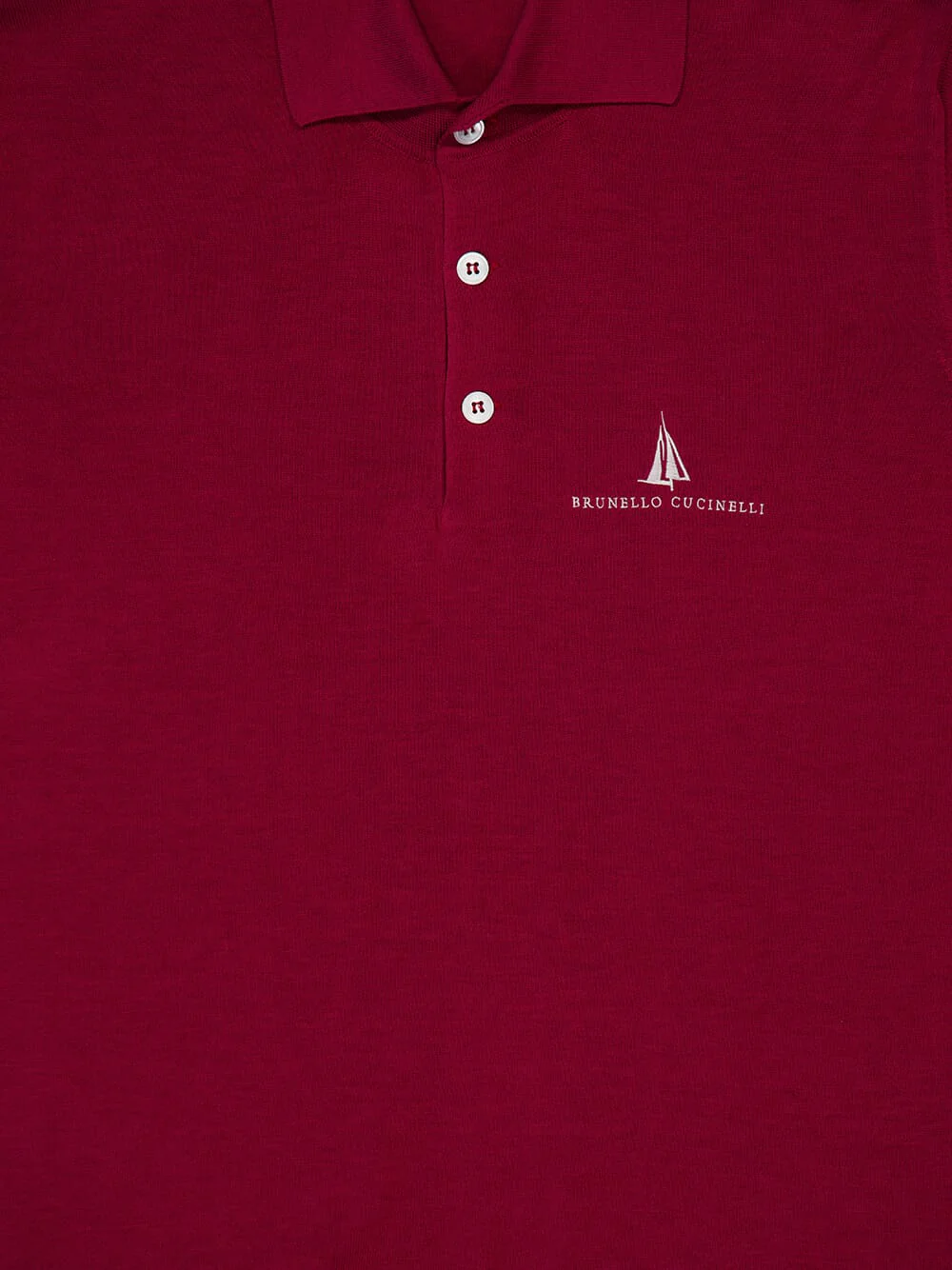 Cherry Red Knitted Polo with Buttoned Neck - Image 3