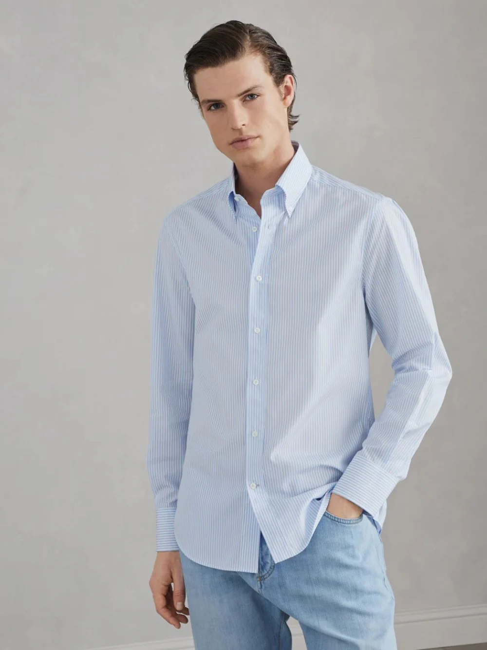 Azure Striped Slim Fit Shirt - Image 2