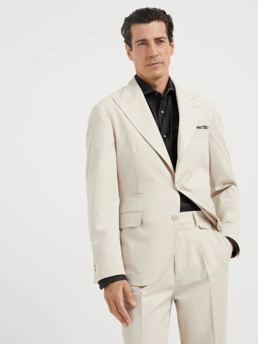 Beige Cotton and Cashmere Blazer - Image 2