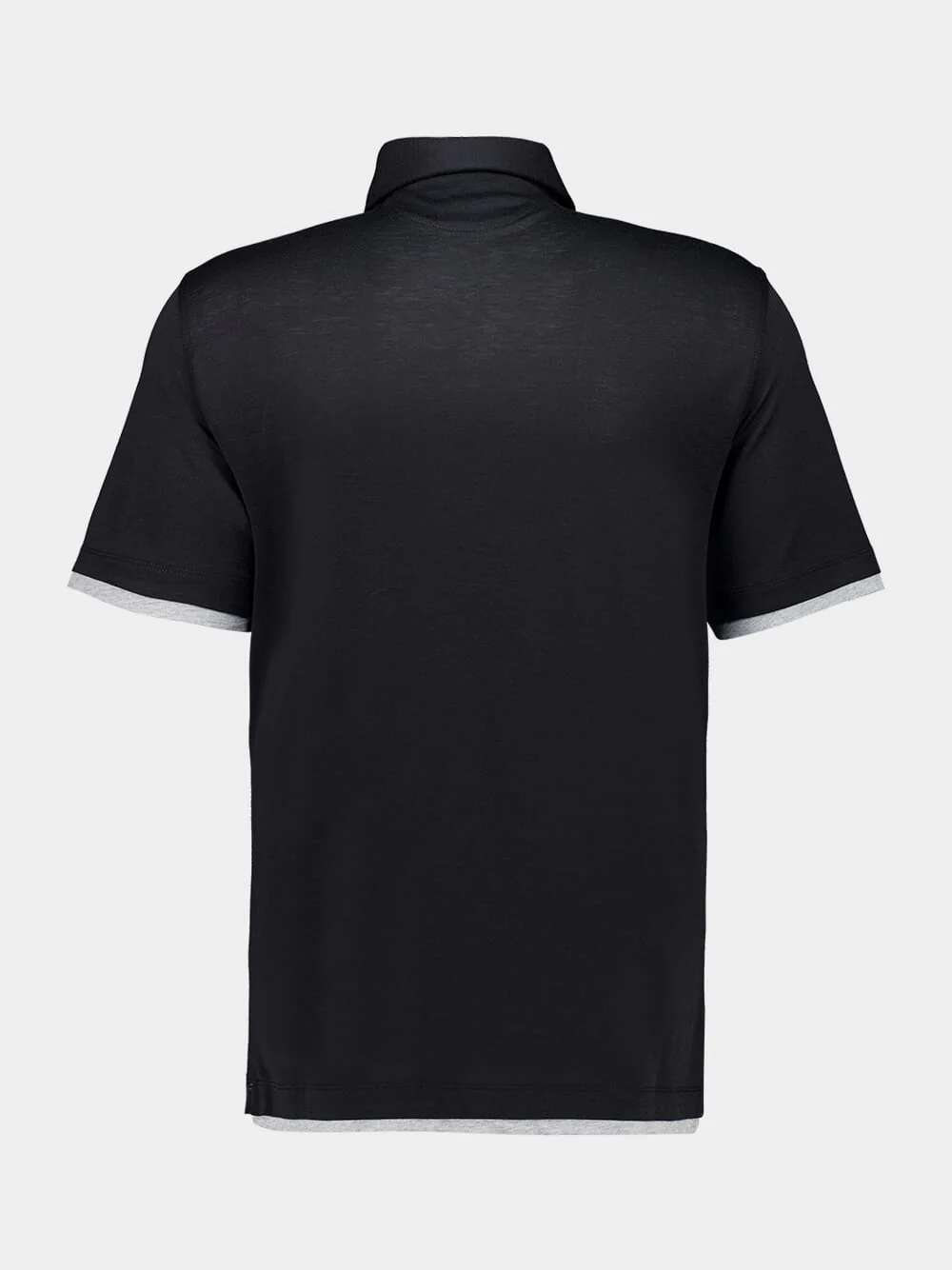 Black Silk-Cotton Faux-Layer Polo - Image 3