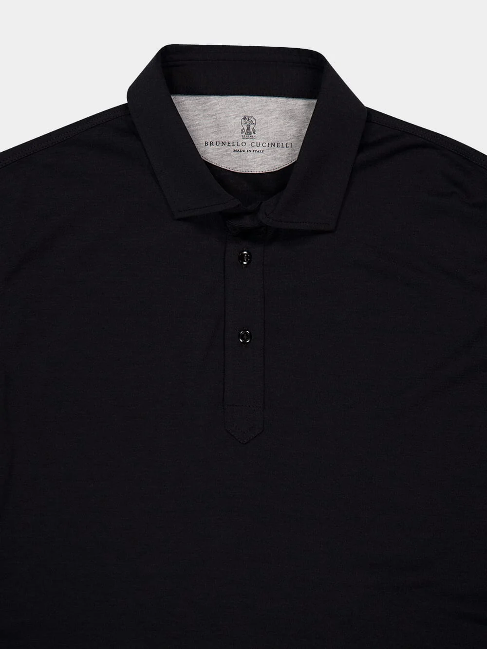 Black Silk-Cotton Faux-Layer Polo - Image 5