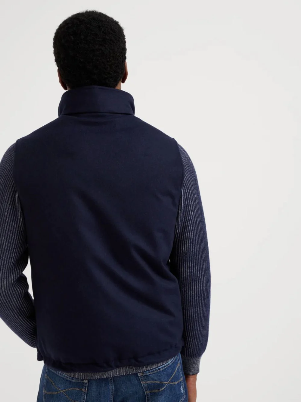 Blue Bonded Wool Flannel Down Vest - Image 4