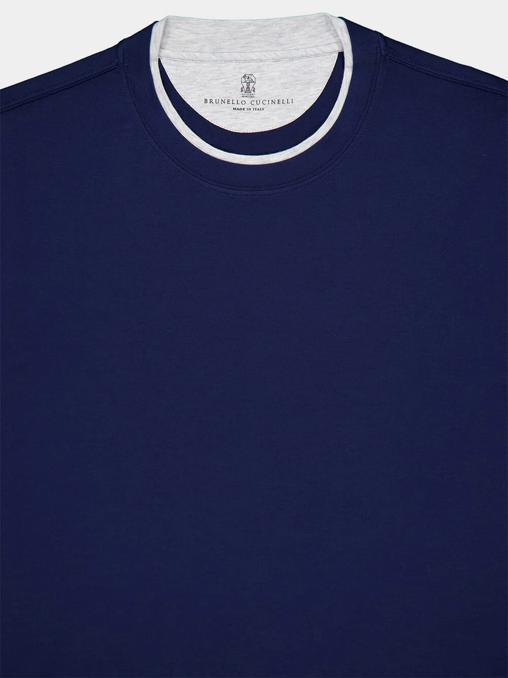 Blue Cotton Jersey T-Shirt with Faux-Layering - Image 3