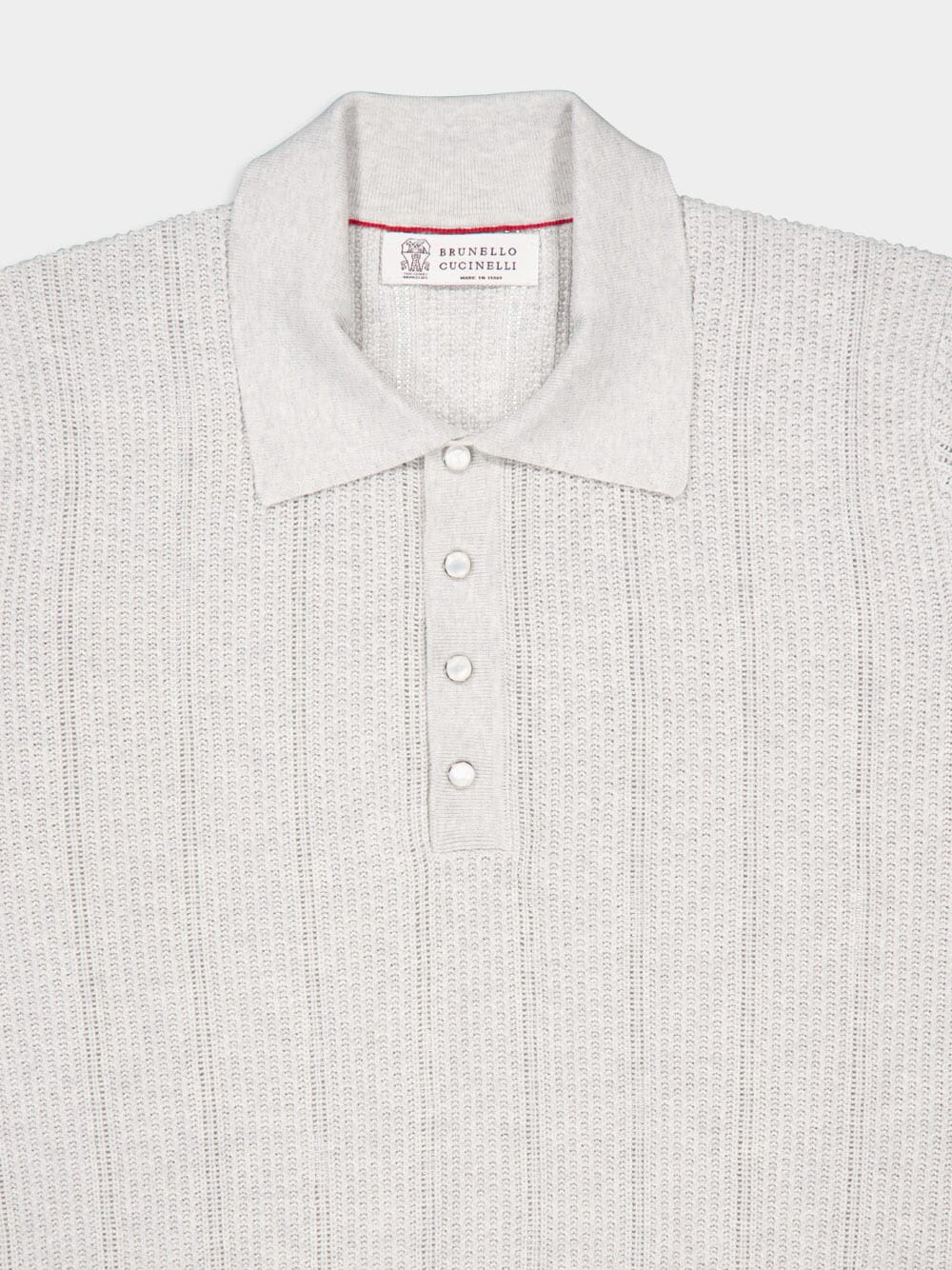Light Grey Rib Knit Polo - Image 5