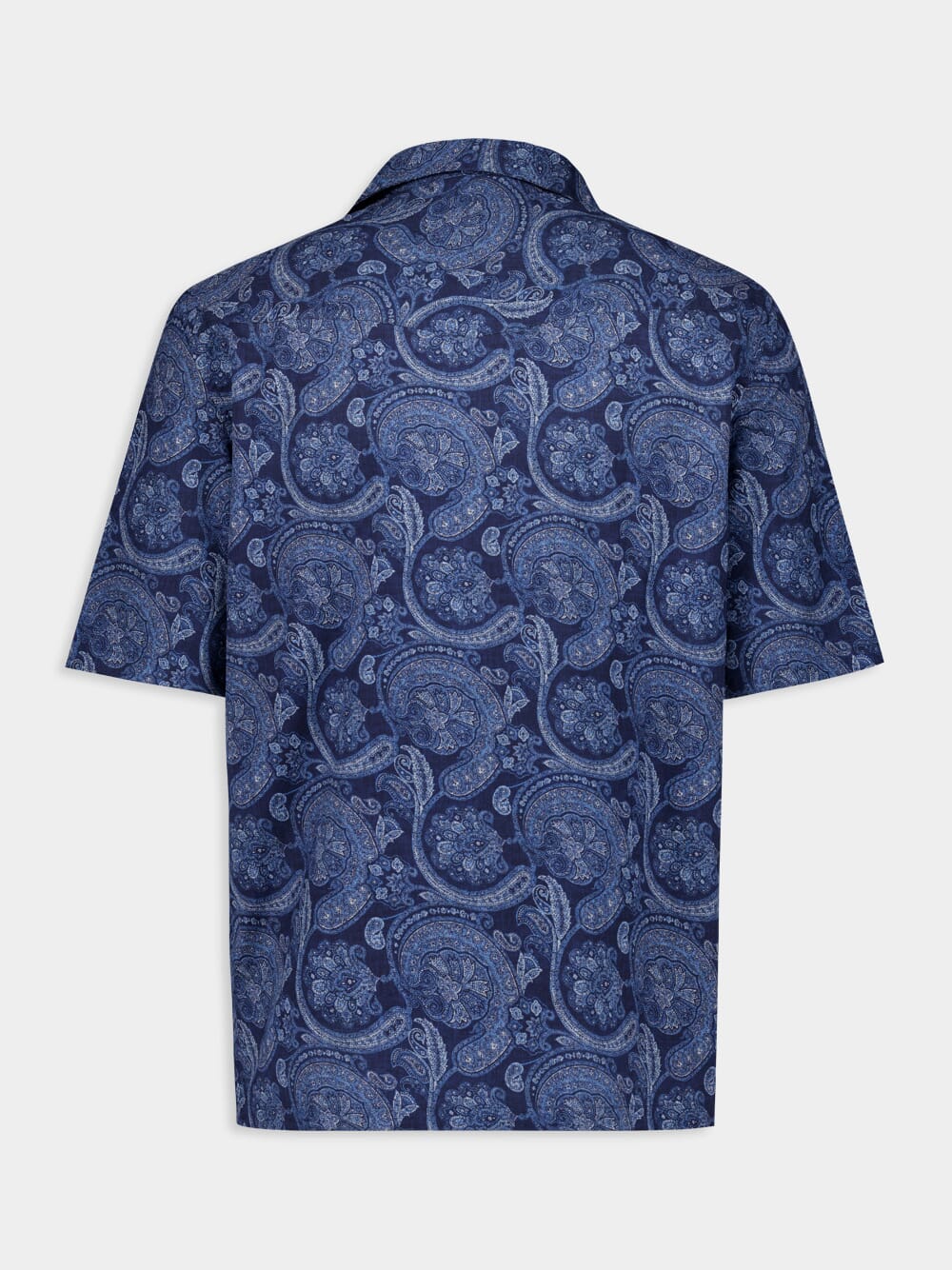 Marine Paisley Linen Camp Collar Shirt - Image 3
