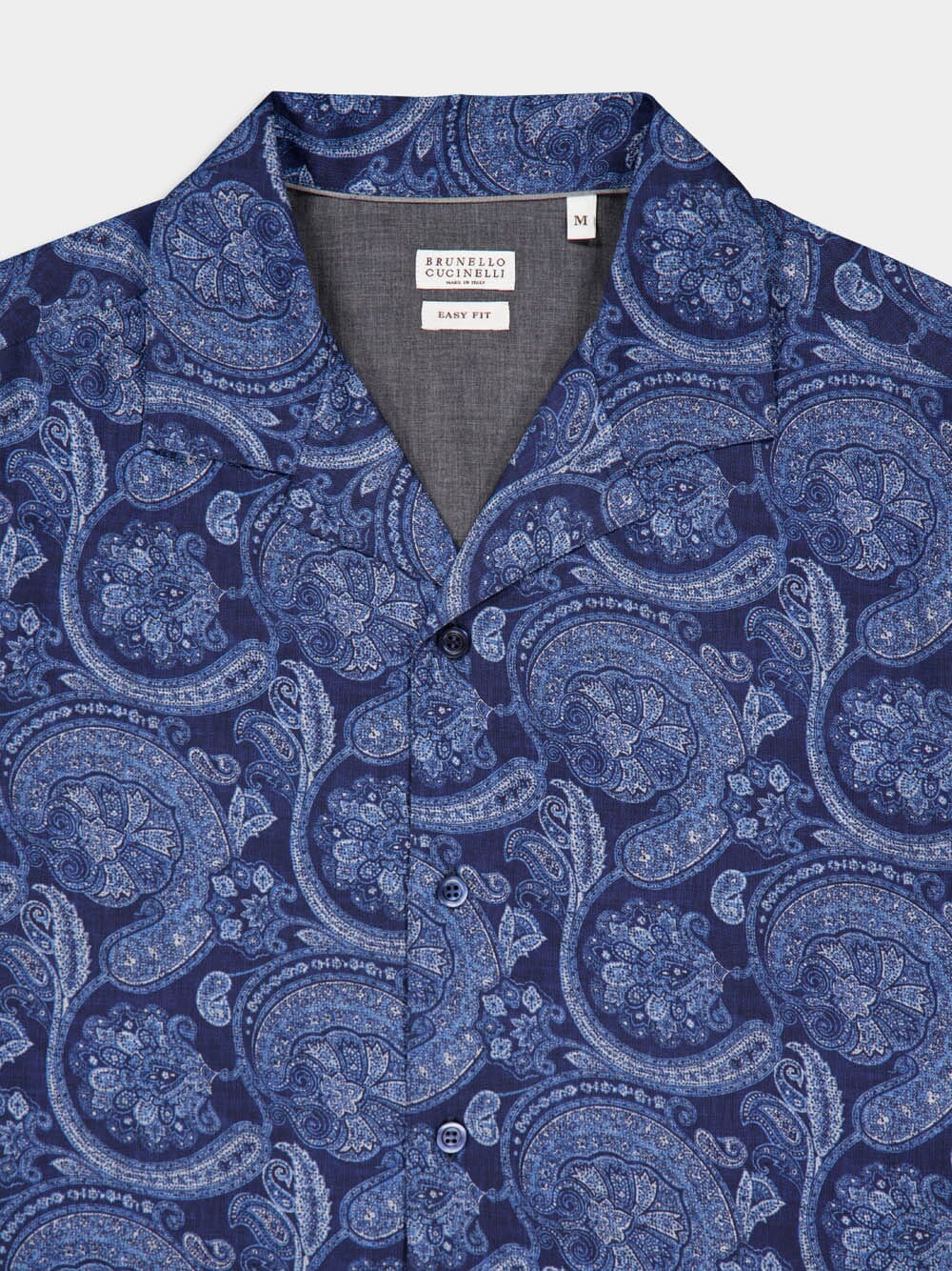 Marine Paisley Linen Camp Collar Shirt - Image 5