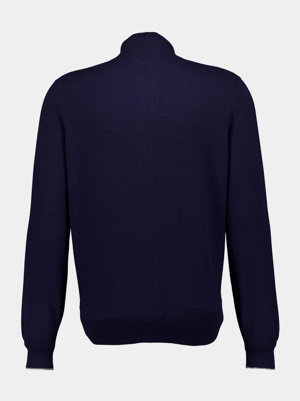 Navy Blue Cashmere Turtleneck Cardigan - Image 2