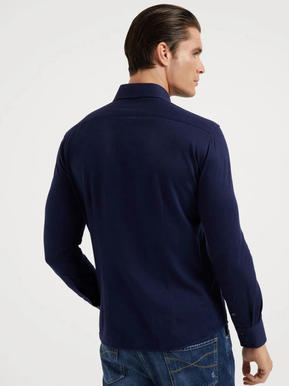 Navy Cotton Piqué Shirt - Image 4