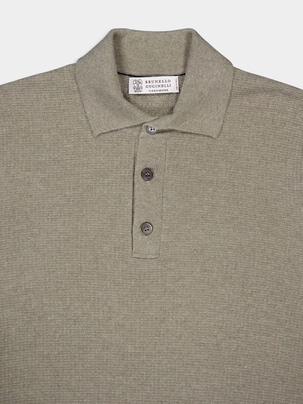 Olive Green Cashmere Knit Polo - Image 3