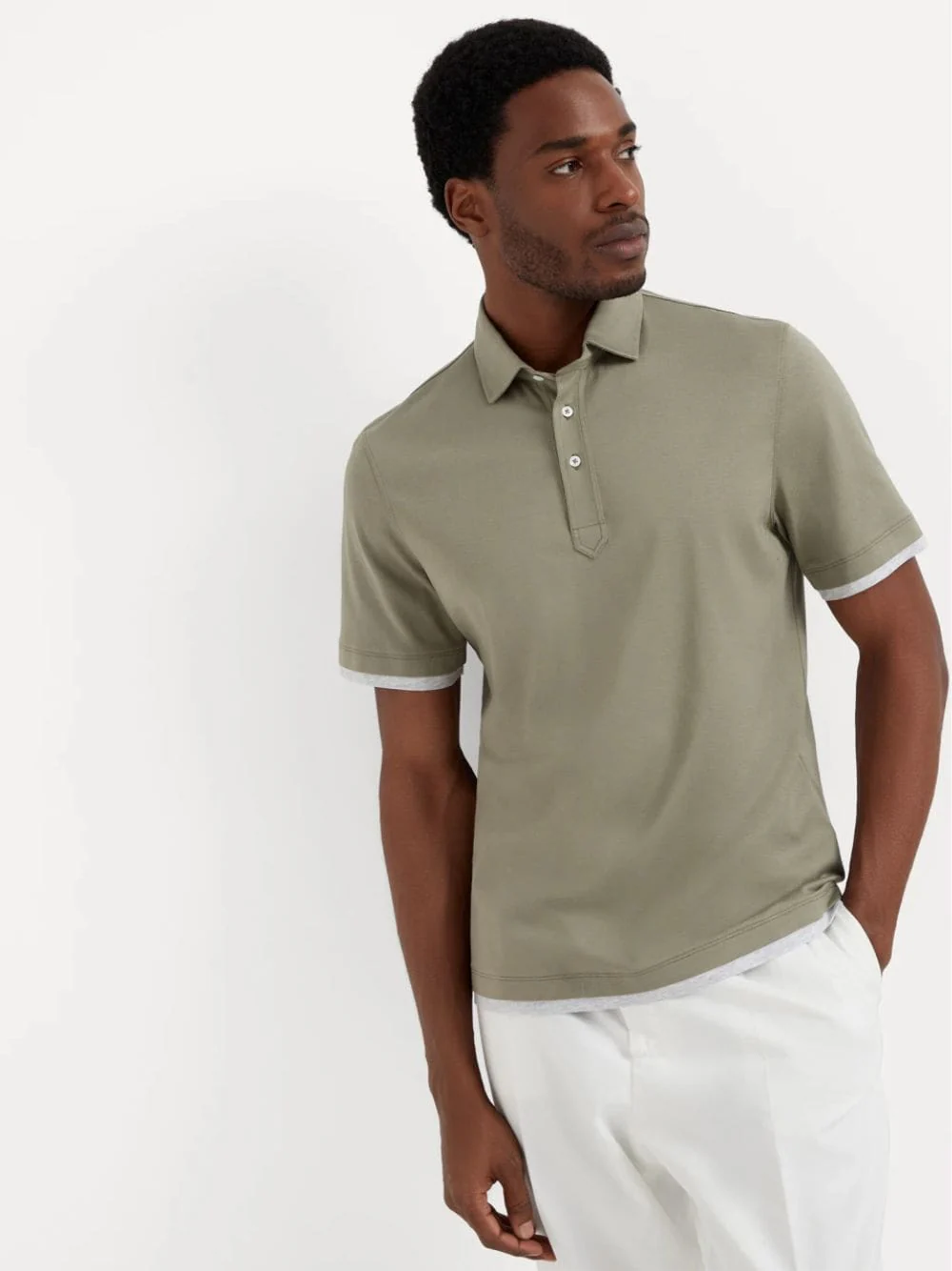 Olive Green Faux-Layer Polo - Image 2