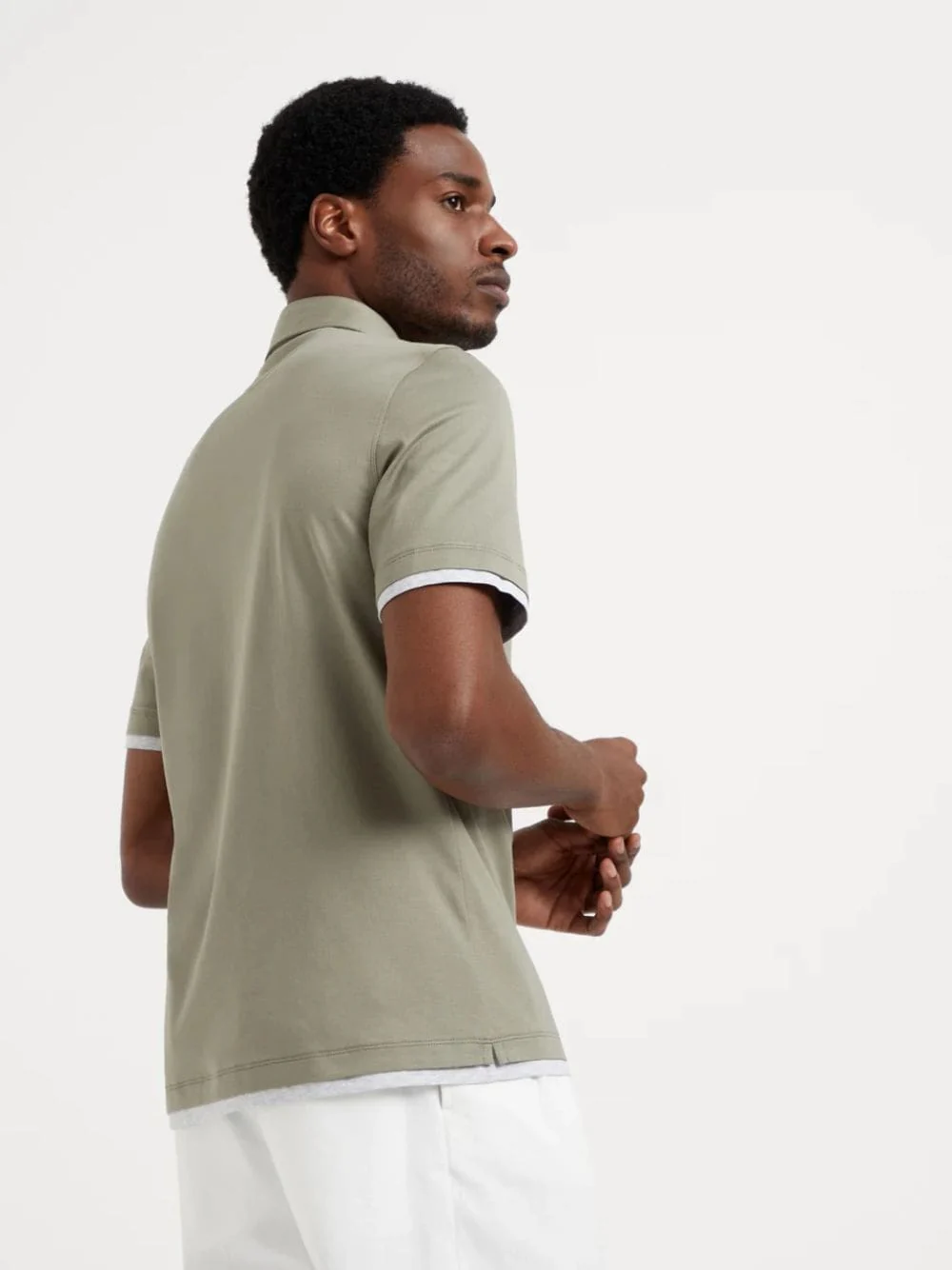 Olive Green Faux-Layer Polo - Image 4