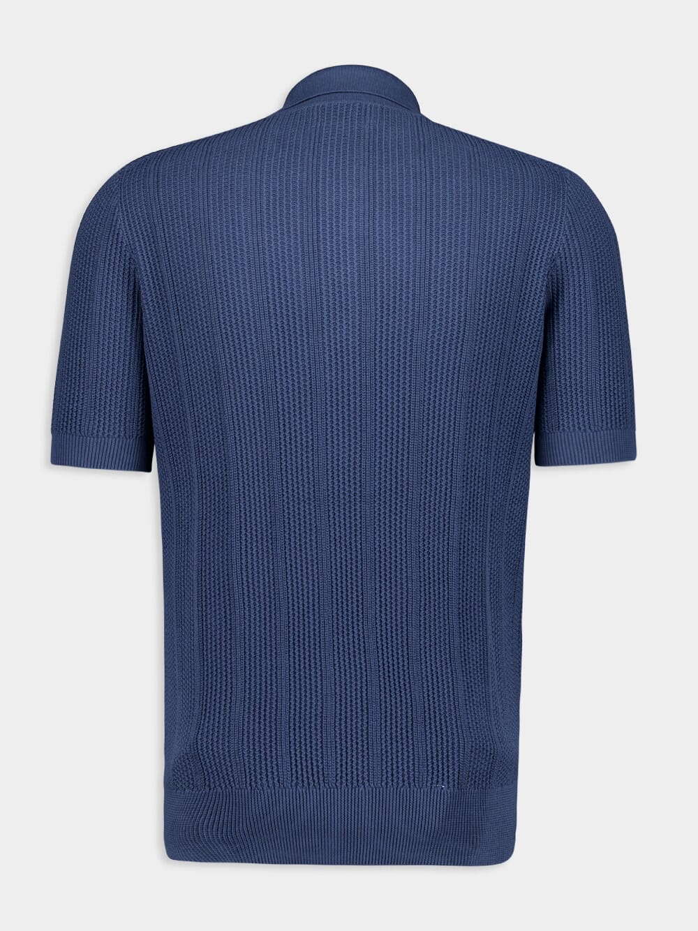 Oxford Blue Rib Knit Polo - Image 3