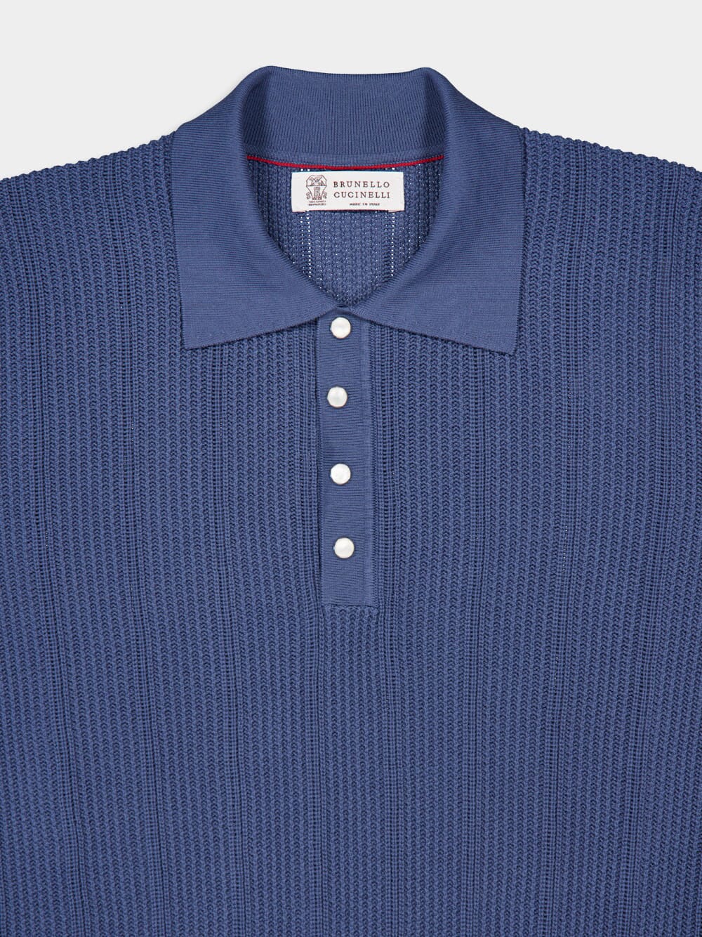 Oxford Blue Rib Knit Polo - Image 5