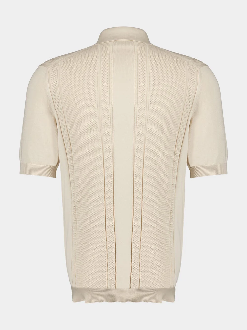 Textured Rib Knit Cotton Polo - Image 3