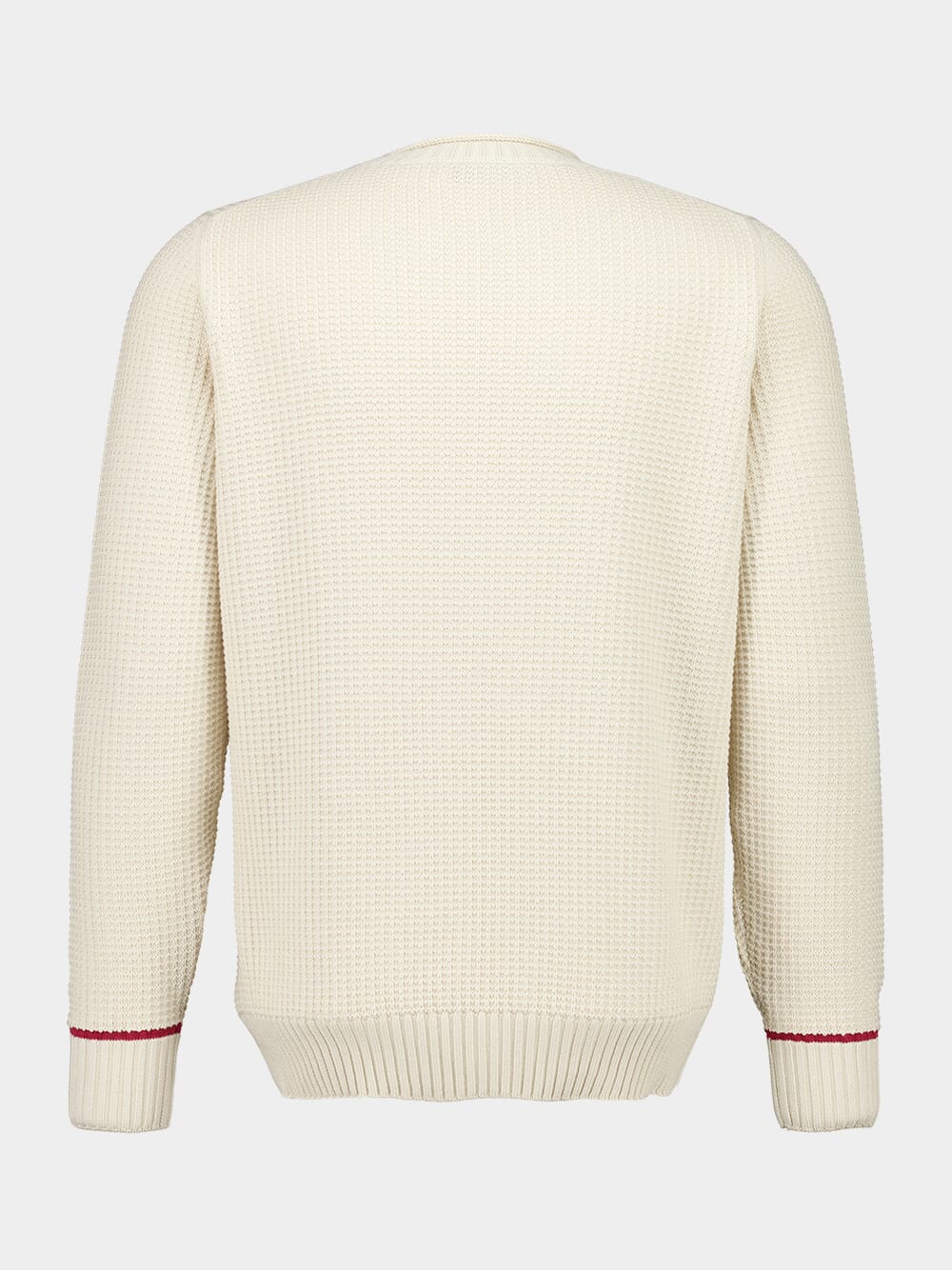 Cream Knitted Cotton Crewneck Sweater - Image 2
