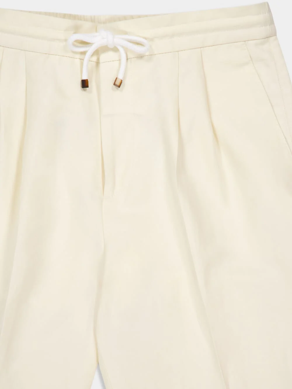 Cream Linen-Cotton Drawstring Pants - Image 3