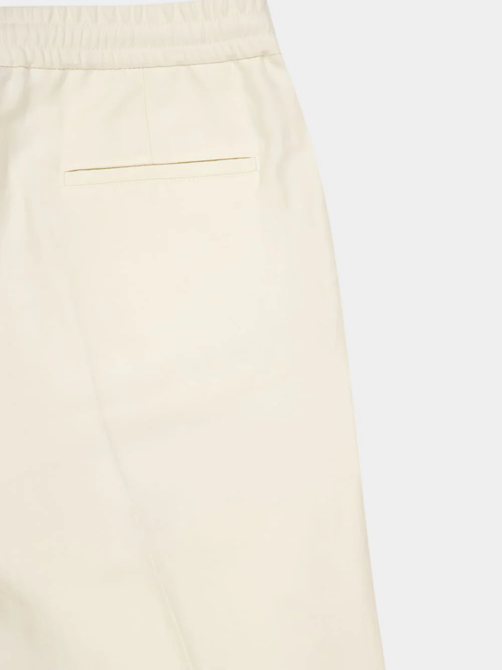 Cream Linen-Cotton Drawstring Pants - Image 4