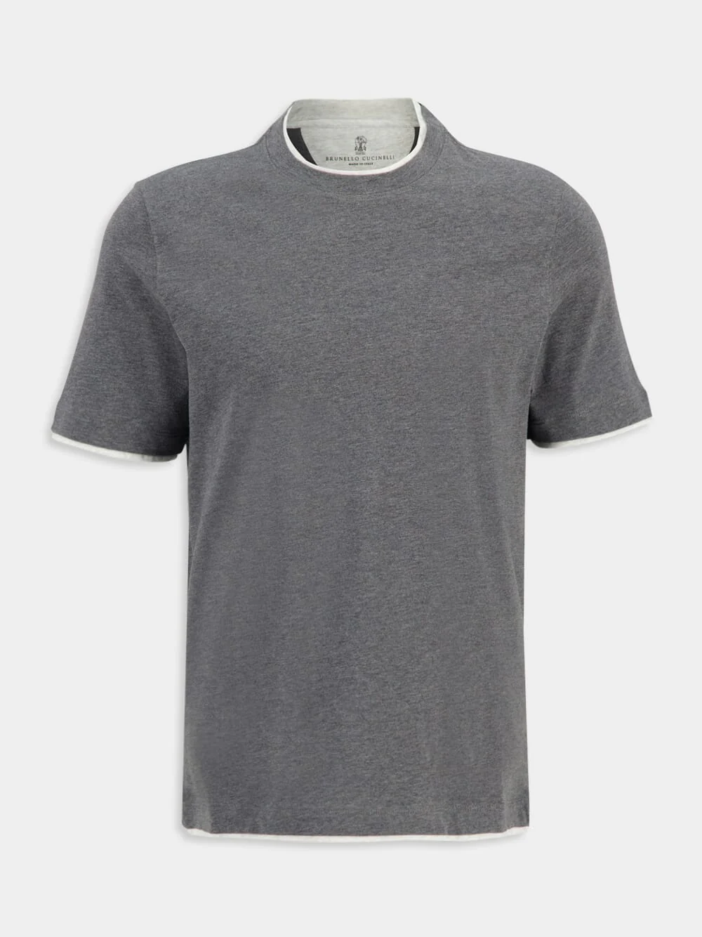 Dark Grey Faux-Layered Cotton T-Shirt