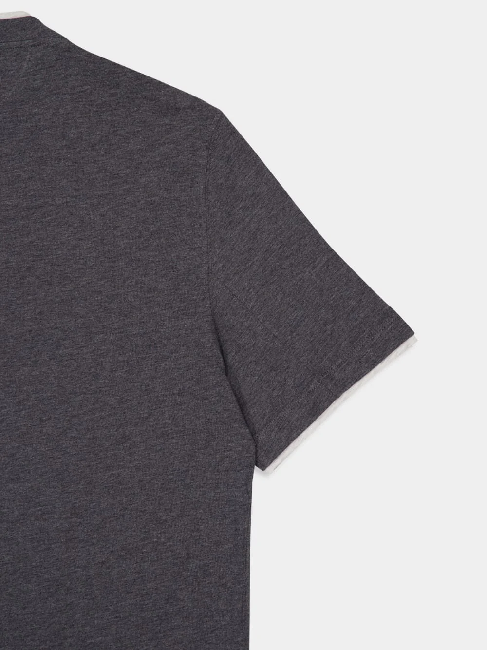 Dark Grey Faux-Layered Cotton T-Shirt - Image 4