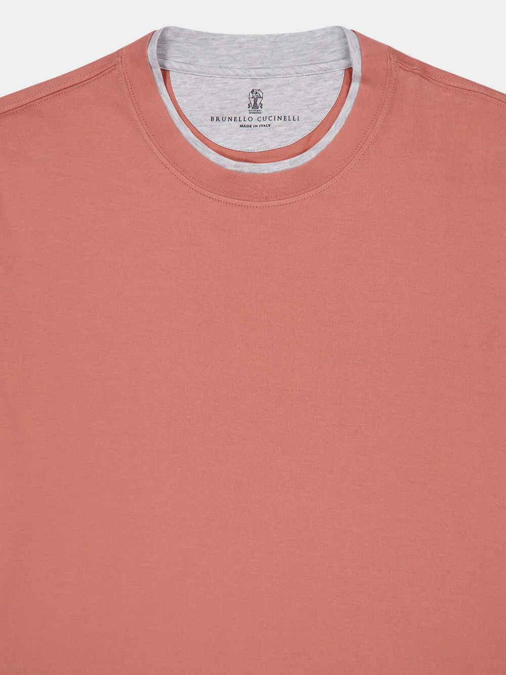 Grapefruit Faux-Layered Cotton Crew Neck T-Shirt - Image 3
