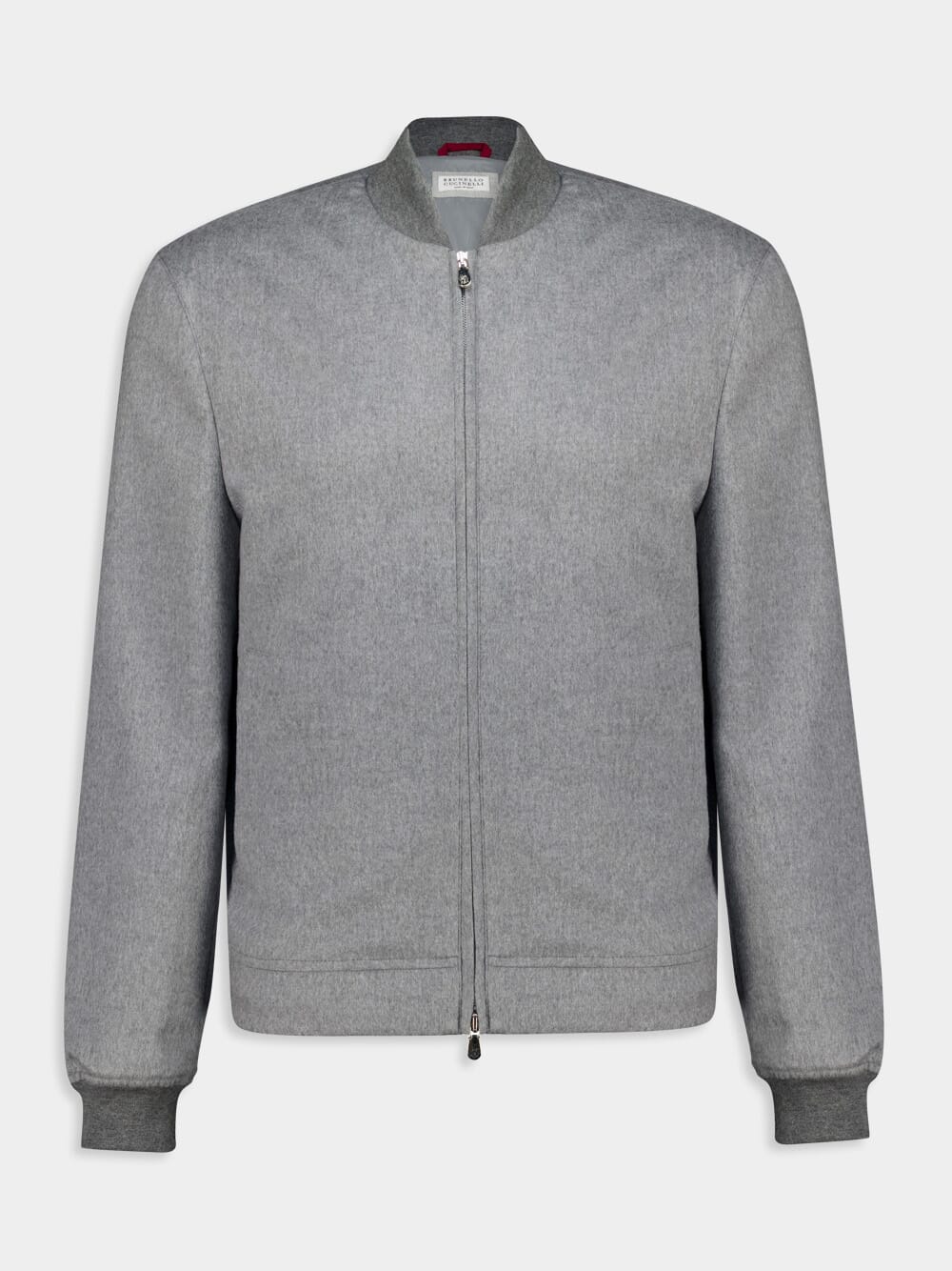 Grey Lightweight Cashmere Flannel Bomber Jacket