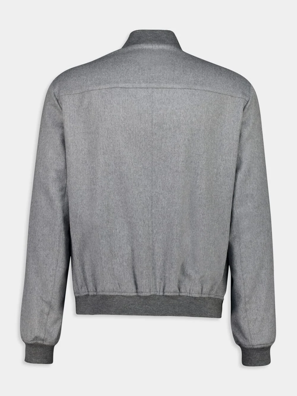 Grey Lightweight Cashmere Flannel Bomber Jacket - Image 2