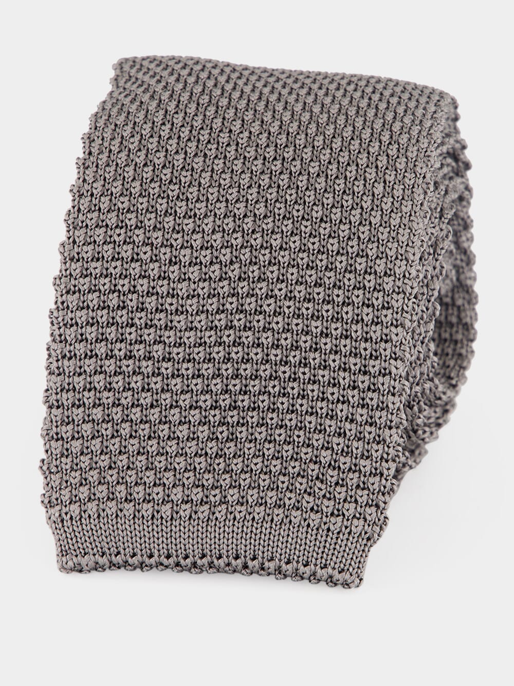 Grey Silk Knit Tie - Image 2