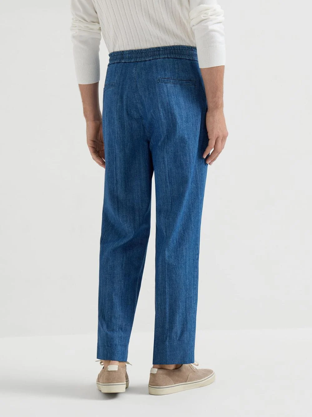 Lightweight Denim Drawstring Trousers - Image 4