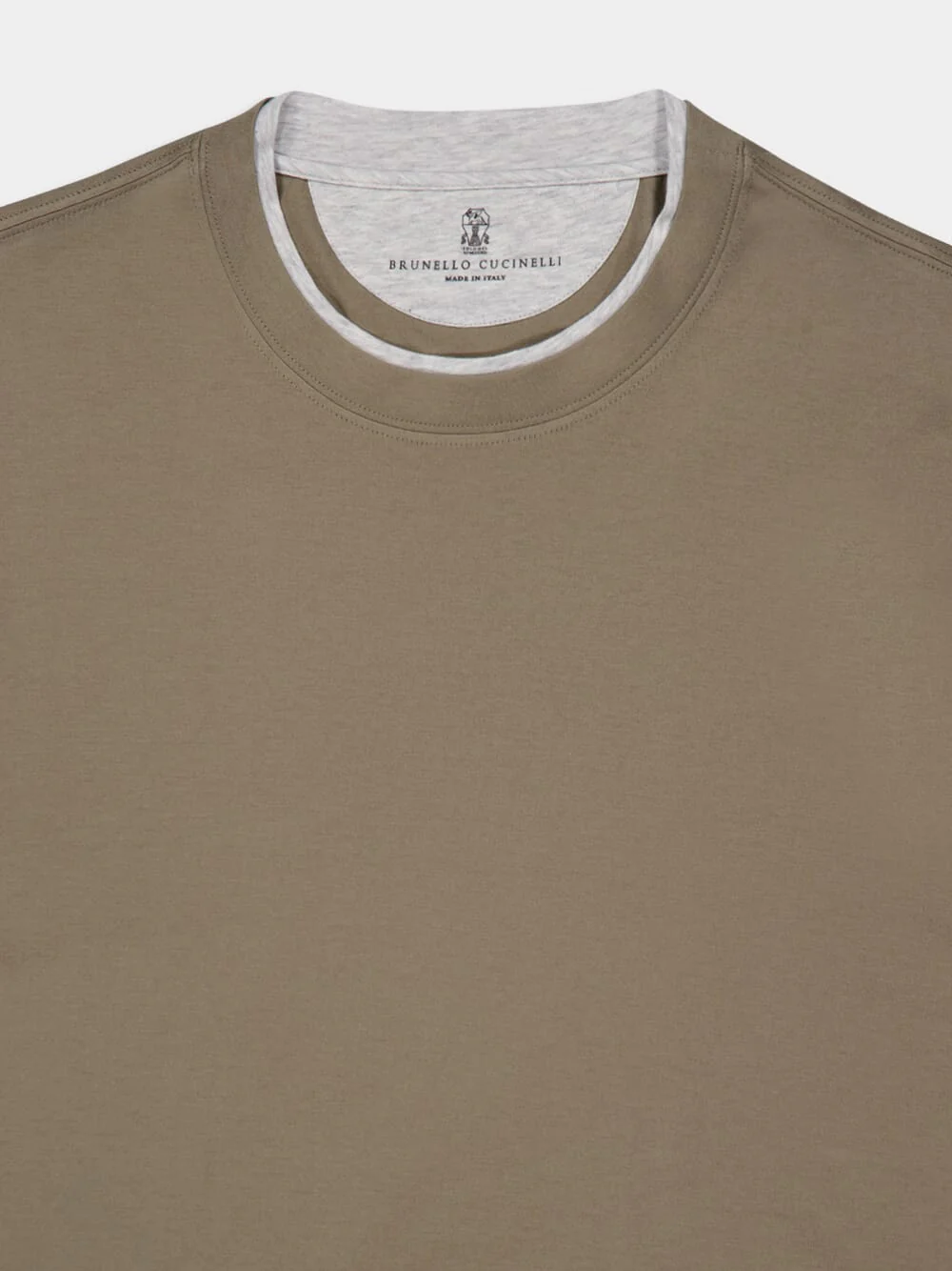 Khaki Green Faux-Layered Cotton T-Shirt - Image 3