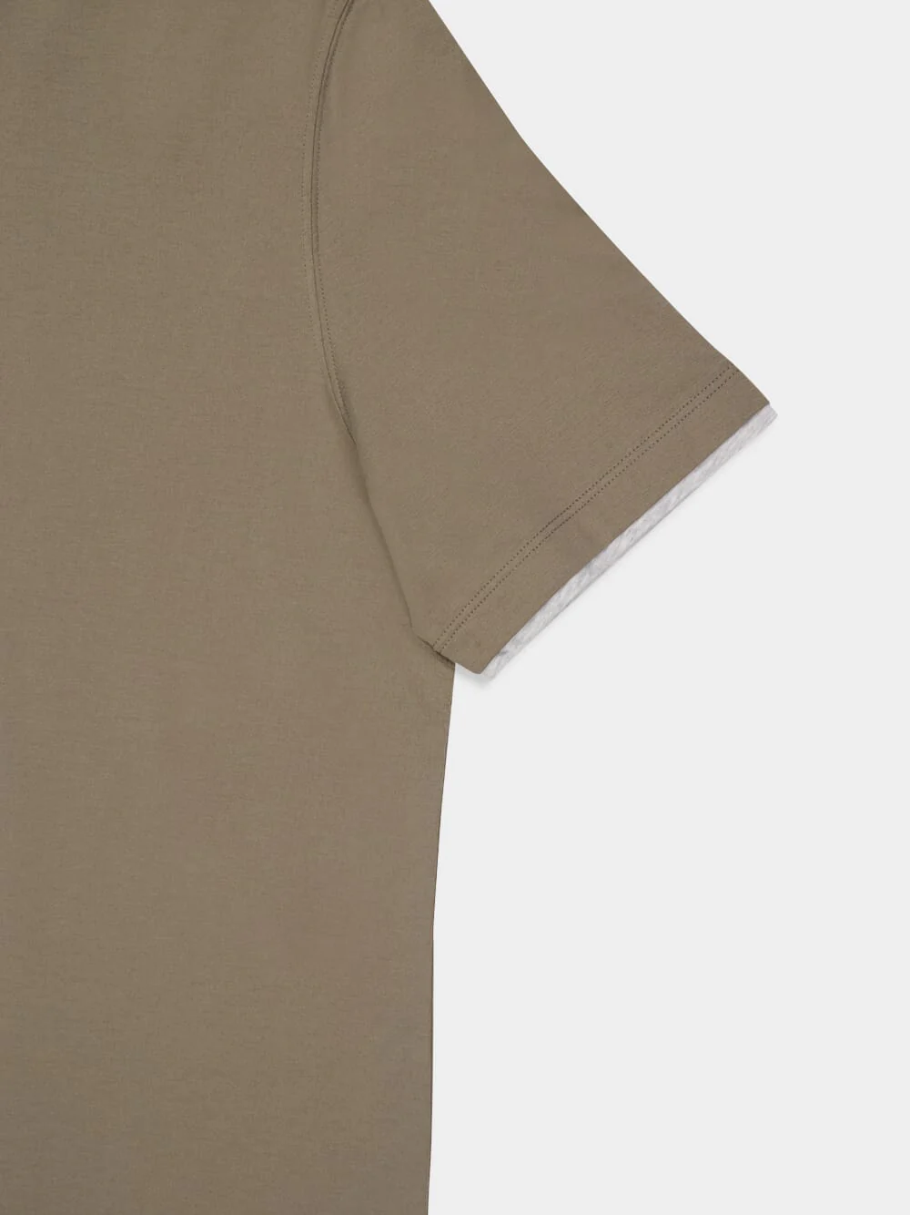 Khaki Green Faux-Layered Cotton T-Shirt - Image 4