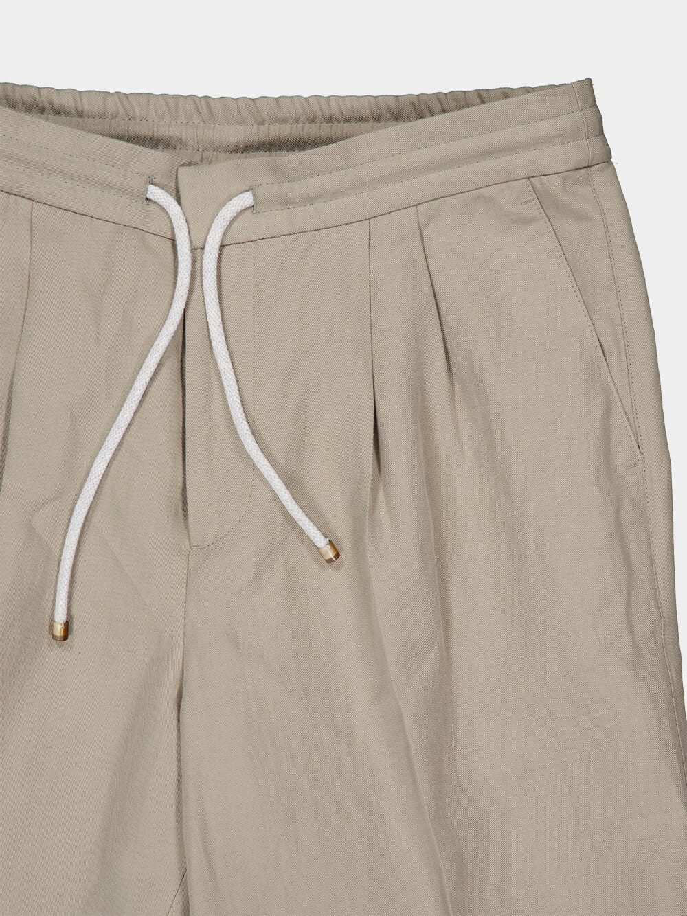 Khaki Green Linen Cotton Drawstring Trousers - Image 3