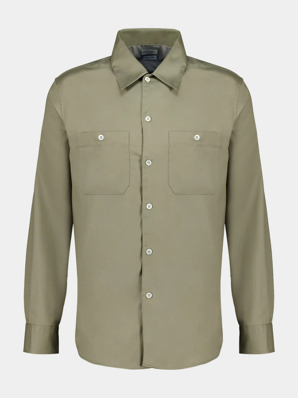 Khaki Green Long-Sleeve Cotton Shirt