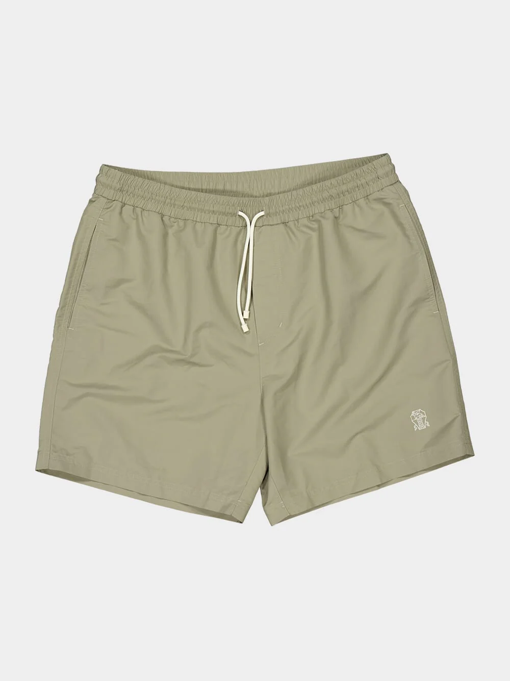 Khaki Green Nylon Swim Shorts - Image 5