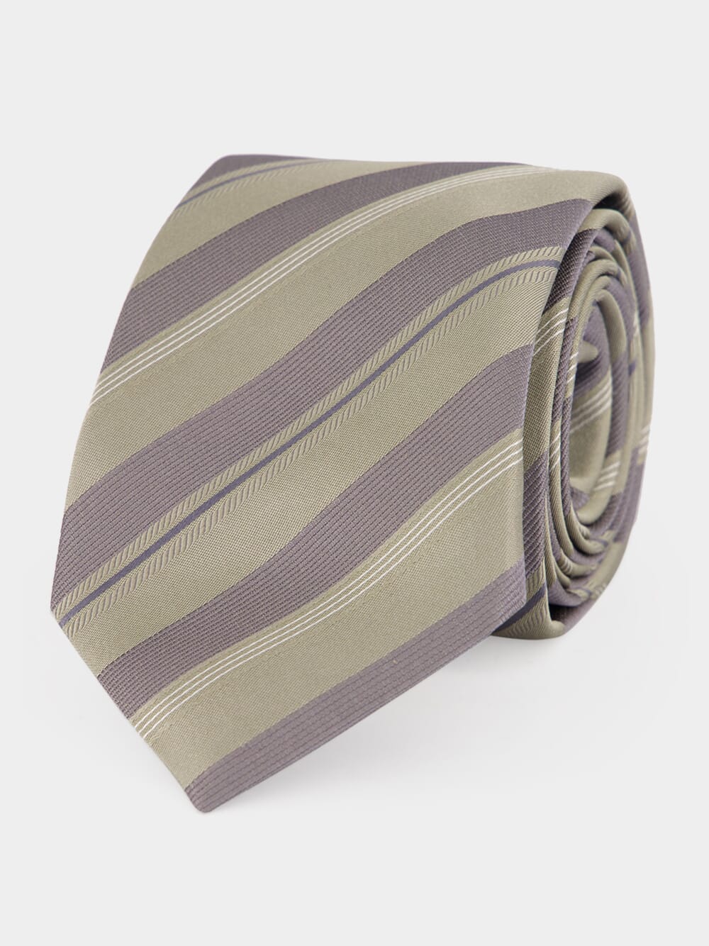 Khaki Striped Silk Tie