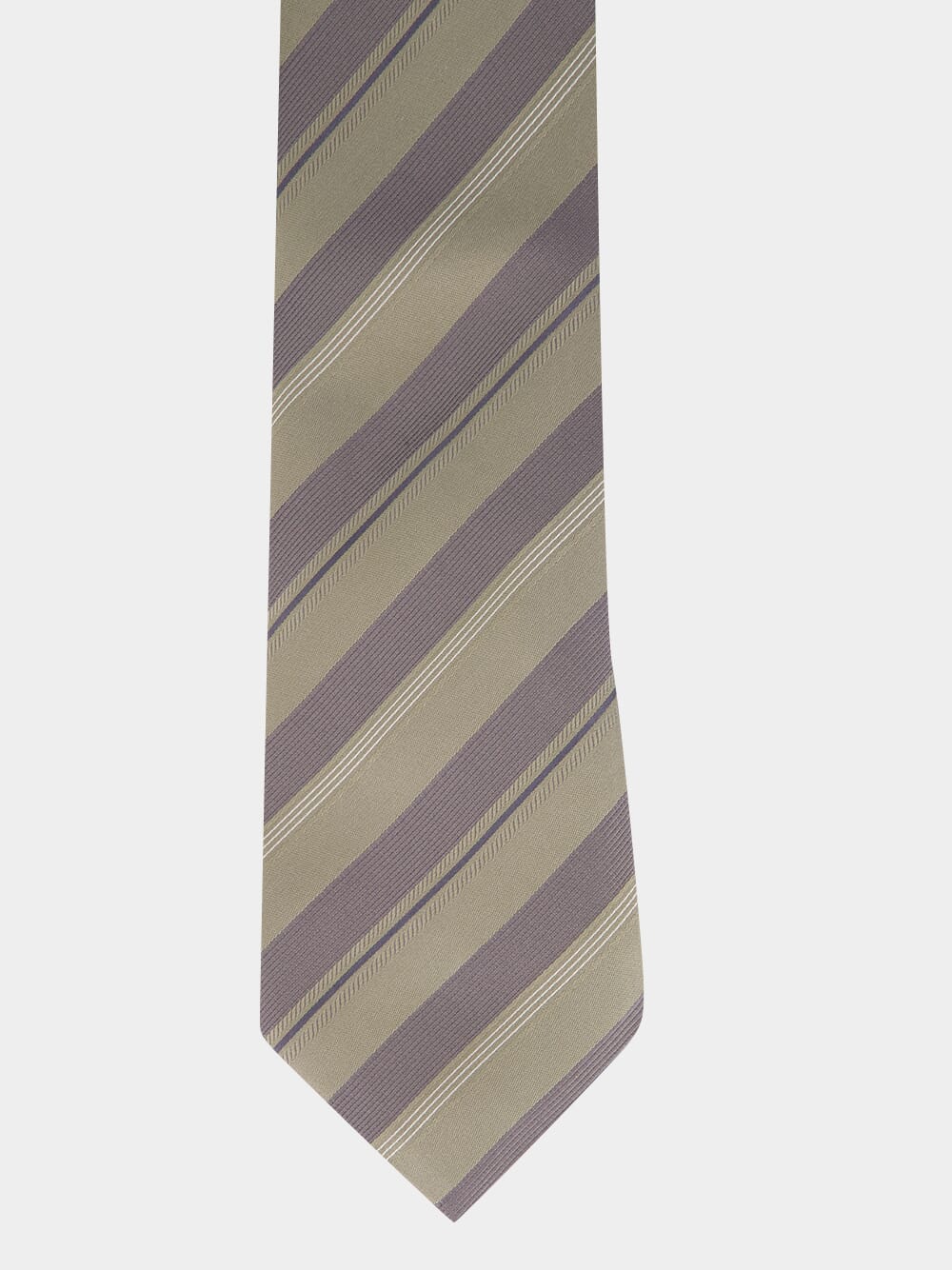 Khaki Striped Silk Tie - Image 3