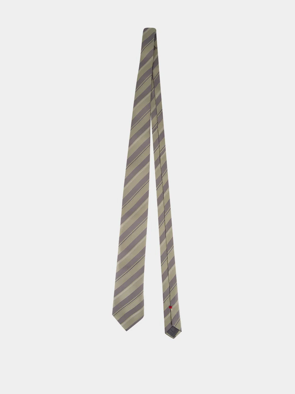Khaki Striped Silk Tie - Image 4