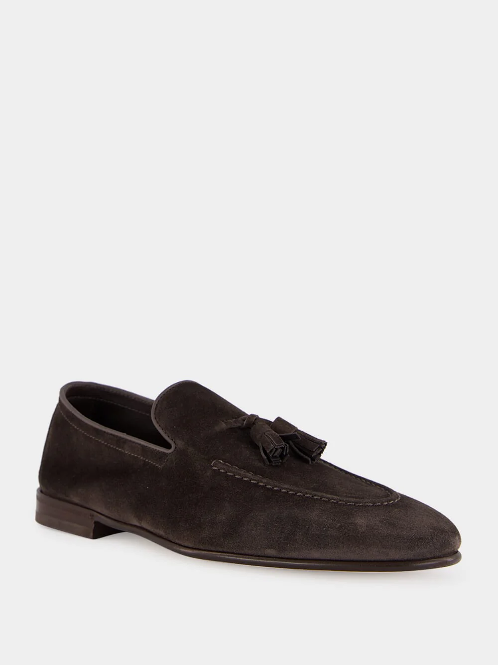 Mud Brown Suede Tassel Loafers - Image 2