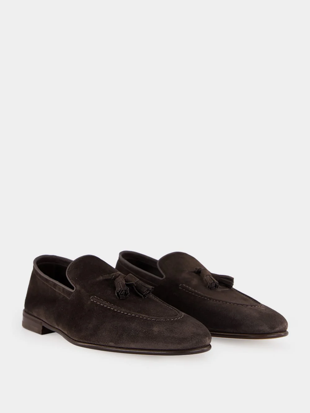 Mud Brown Suede Tassel Loafers - Image 3
