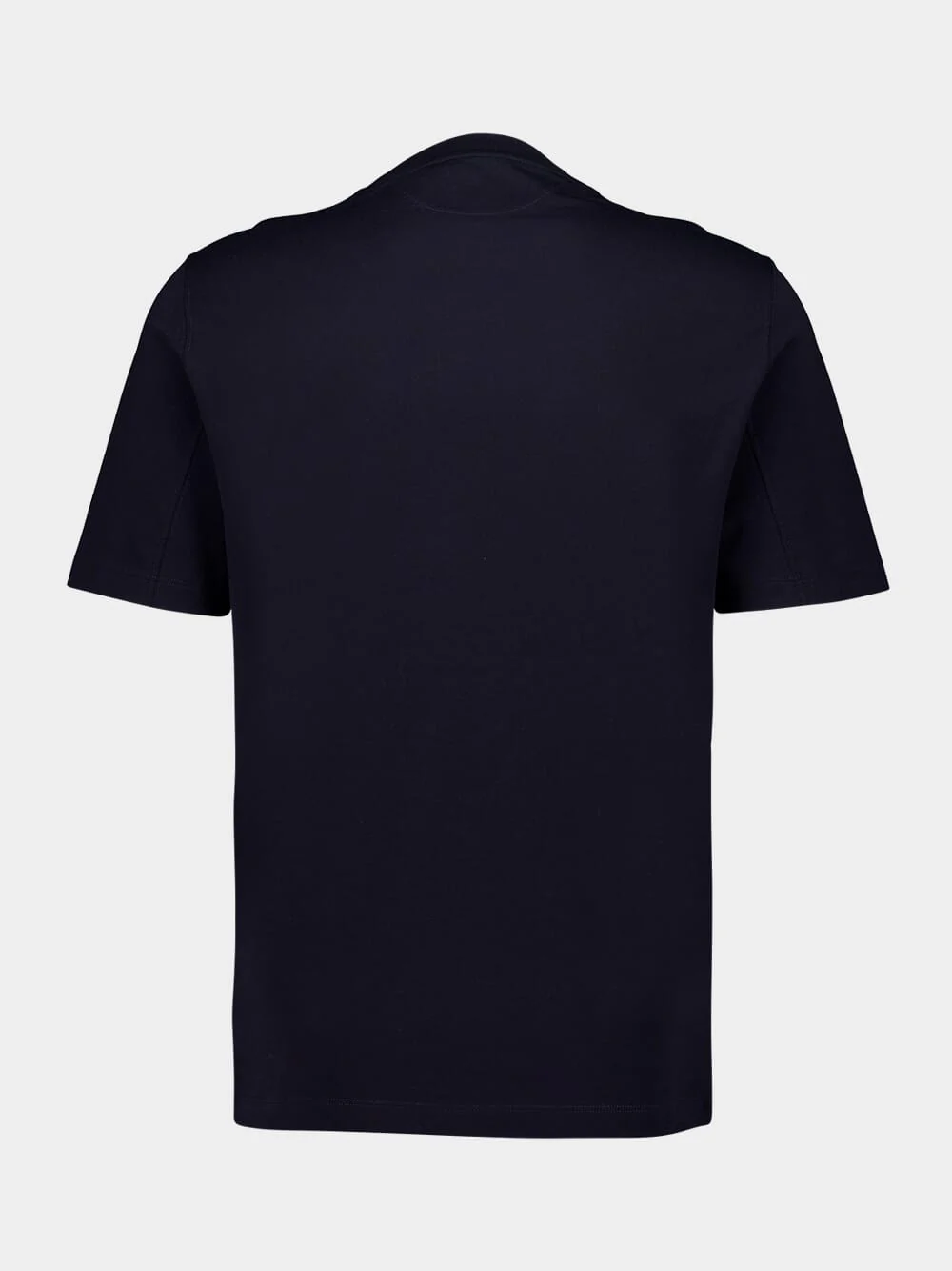 Navy Blue Knitted Cotton T-Shirt with Logo - Image 2