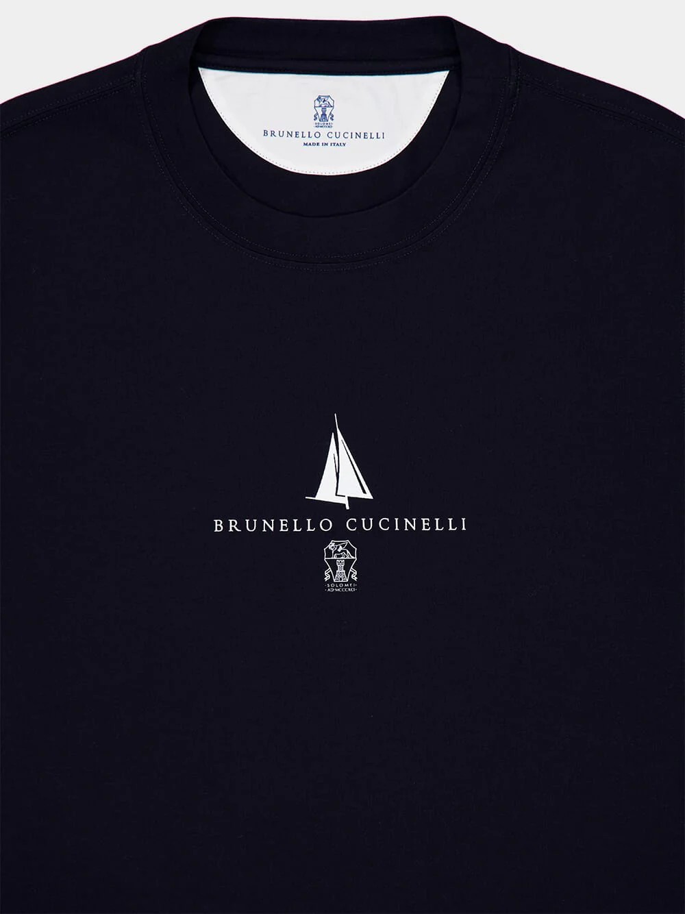 Navy Blue Knitted Cotton T-Shirt with Logo - Image 3