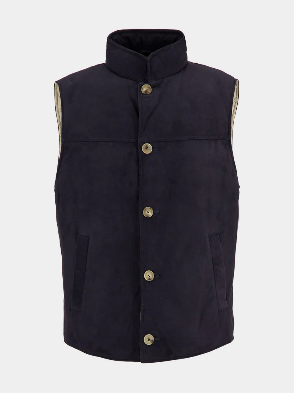 Navy Blue Suede Down Vest