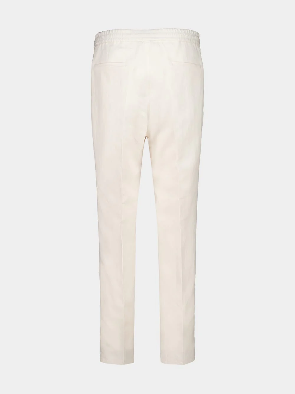 Off-White Linen Cotton Drawstring Trousers - Image 2