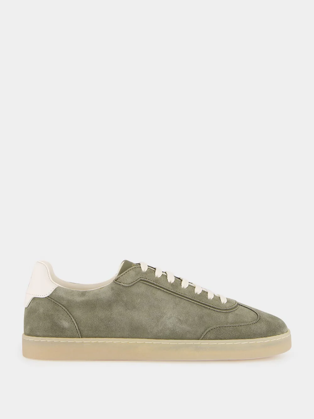 Olive Green Suede Low-Top Sneakers