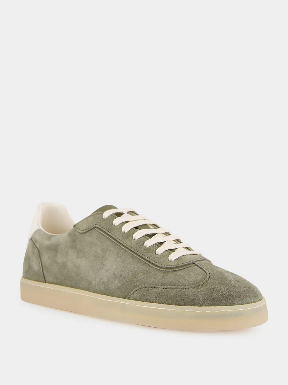 Olive Green Suede Low-Top Sneakers - Image 2