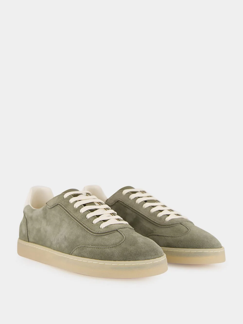 Olive Green Suede Low-Top Sneakers - Image 3