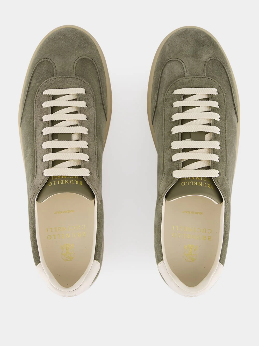 Olive Green Suede Low-Top Sneakers - Image 4