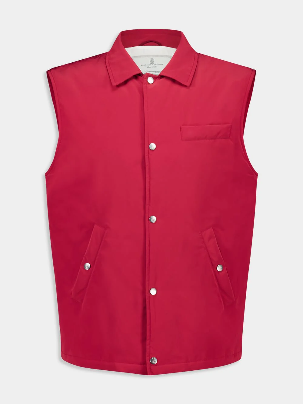 Red Gilet Button-Up Water-Resistant Woven Vest
