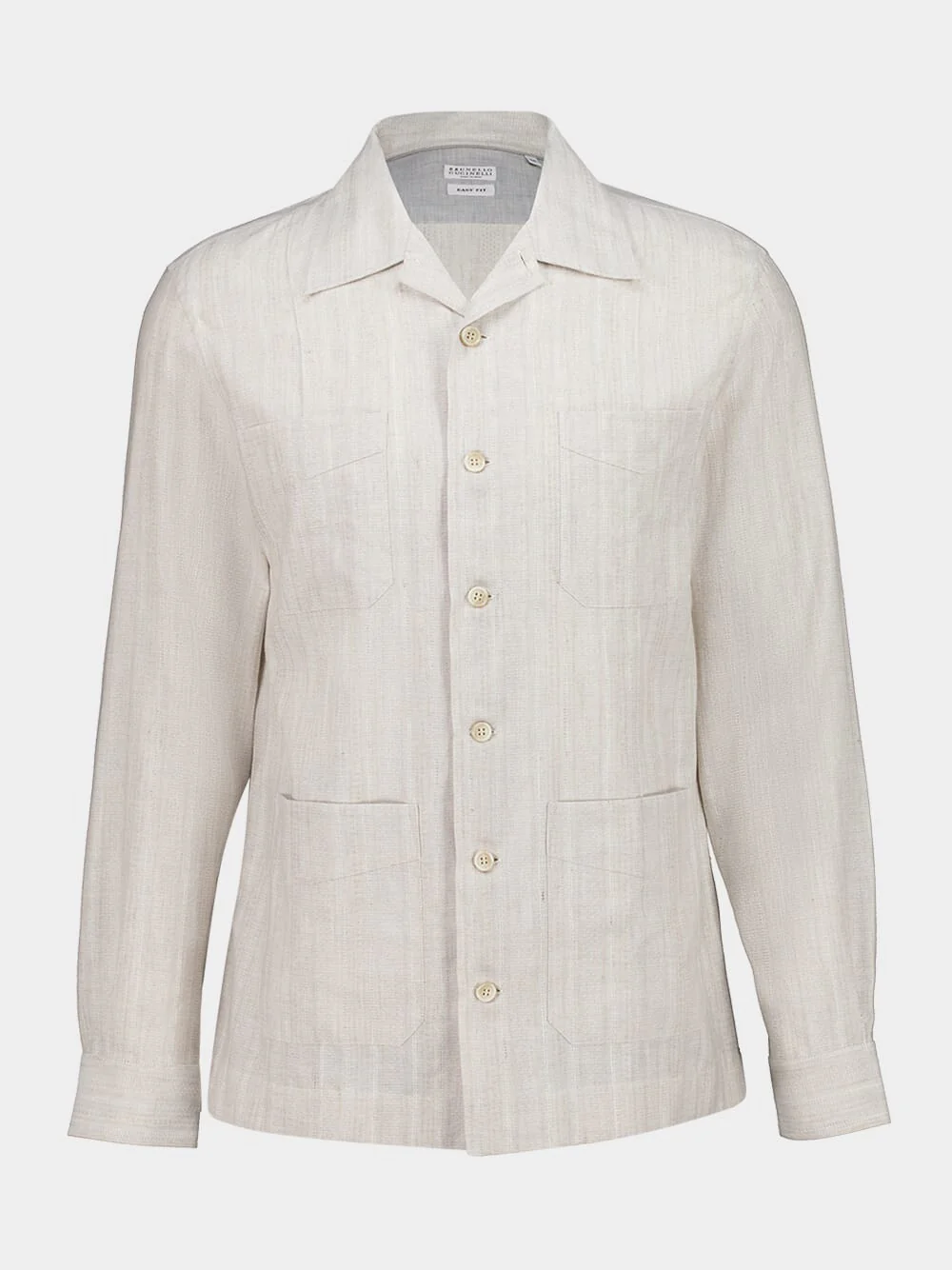 Rope Cotton and Linen Jacquard Stripe Easy Fit Guayabera - Image 2