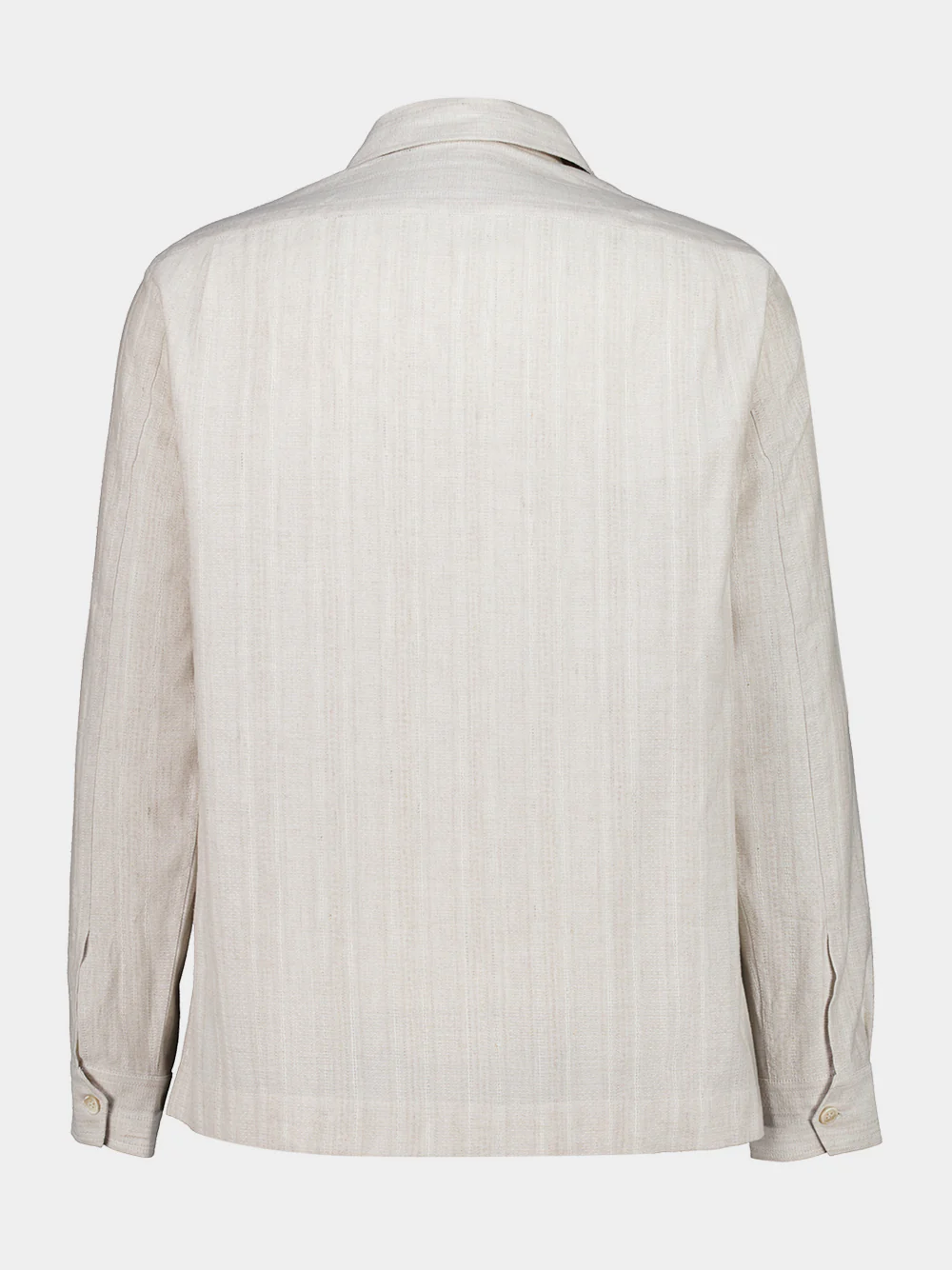 Rope Cotton and Linen Jacquard Stripe Easy Fit Guayabera - Image 4