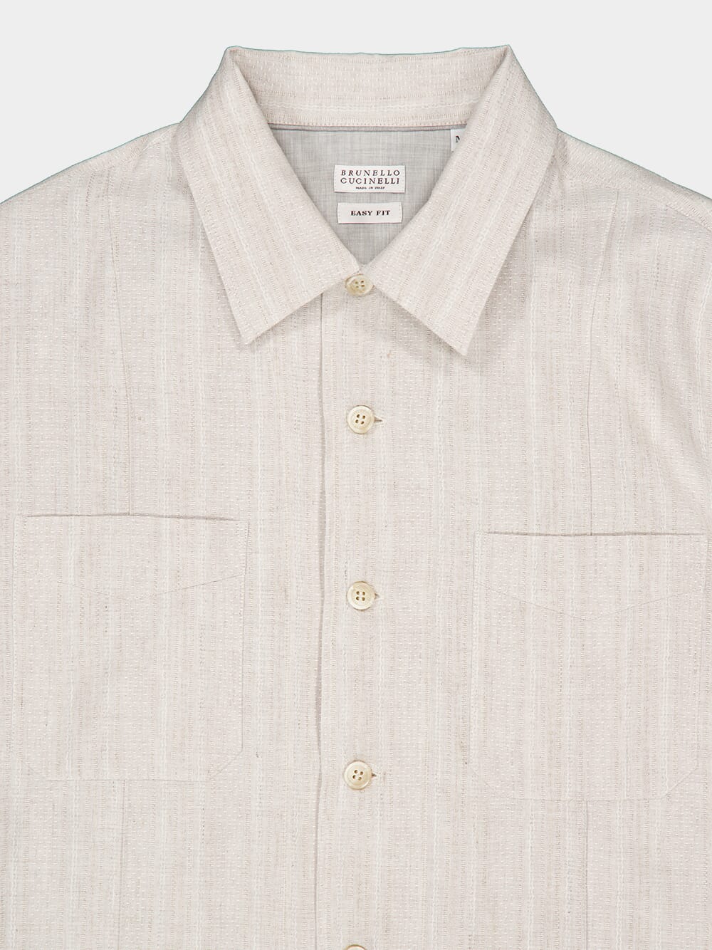 Rope Cotton and Linen Jacquard Stripe Easy Fit Guayabera - Image 5